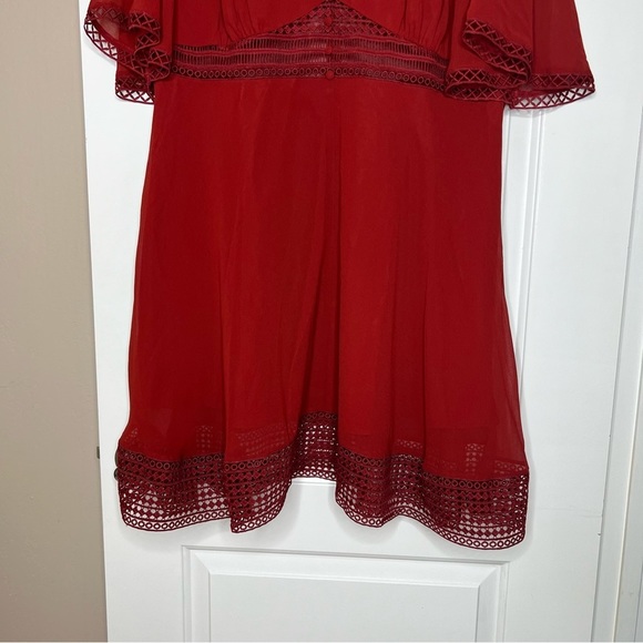 ASOS DESIGN dark red Curve mini tea dress size 16 - Picture 11 of 14
